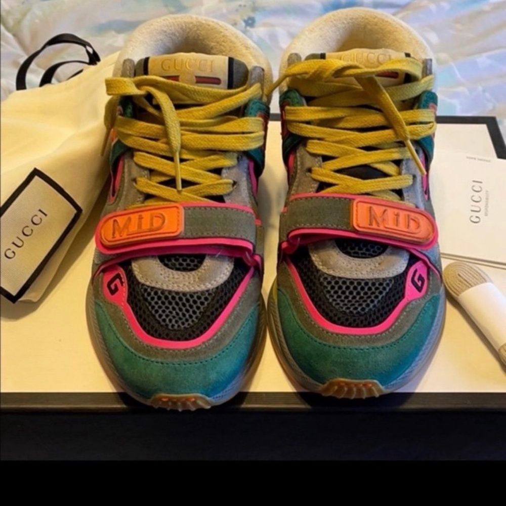Gucci Green and Pink Sneakers